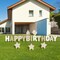 18 Pieces Happy Birthday Yard Signs with Stakes, 16 Inches Birthday Outdoor Lawn Signs, Cake Balloon Patio Decorations, Garden Lawn Decorations for Party Outdoor Decor(Beige)